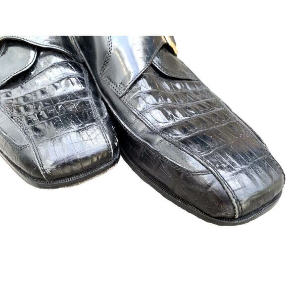 Mens Stacy Adams Alligator Croc Black Leather Monk-Strap Loafer Sz 9m 23588-01 - Picture 3 of 6